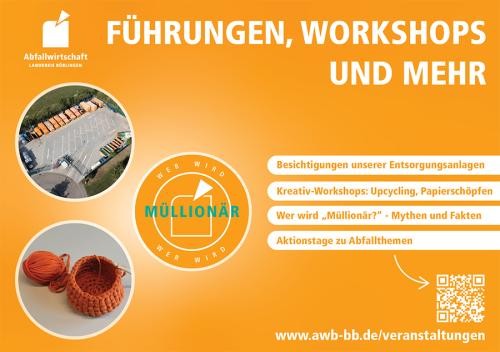 Plakat Führungen, Workshops und mehr Werbeplakat für Führungen, Workshops und mehr