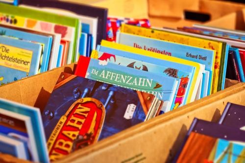 Kiste voller Kinderbücher