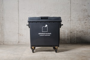 Restmüllcontainer 1.100 l Ein Restmüllcontainer mit 1.100 l Volumen