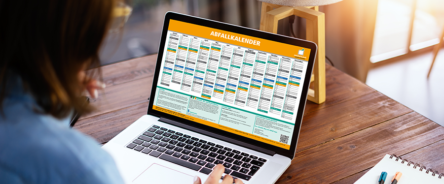 Laptop mit Abfallkalender